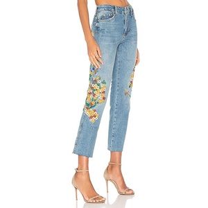 Free People Embroidered Girlfriend Jean